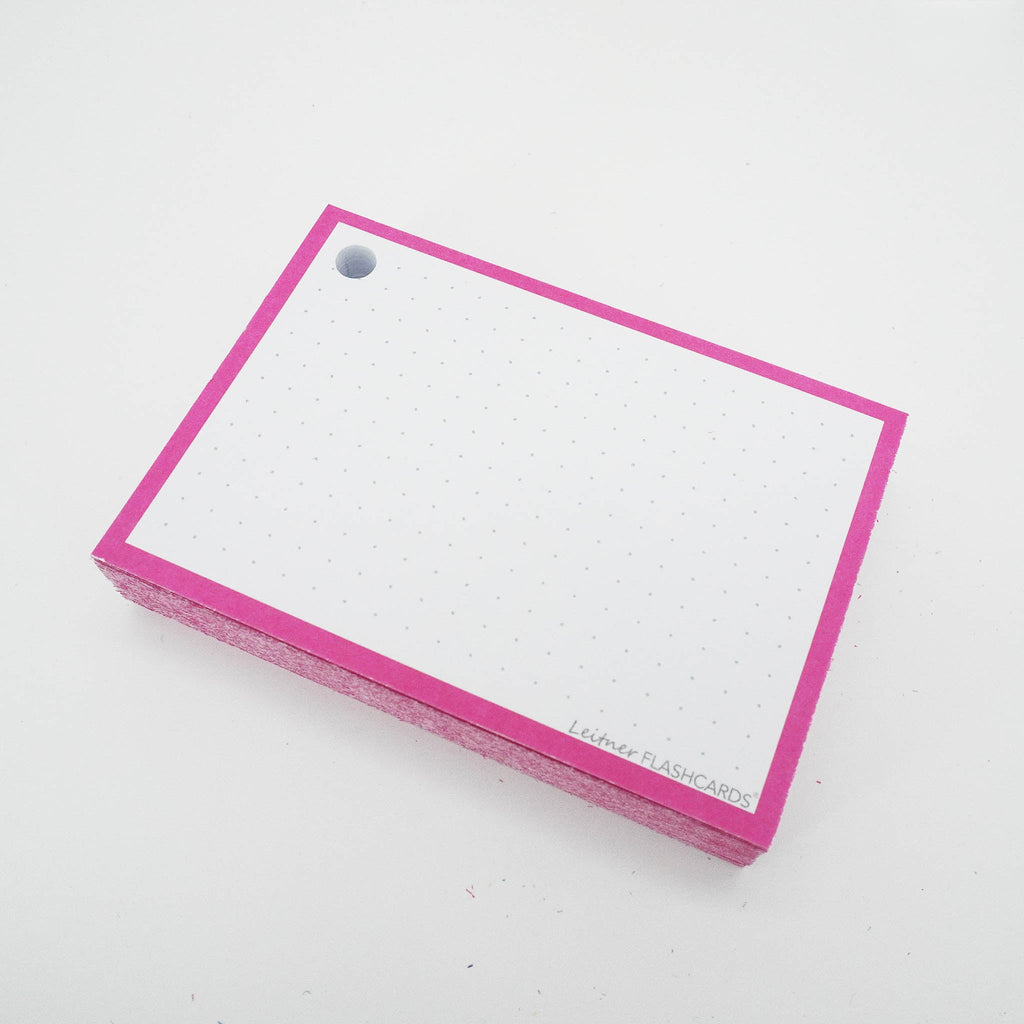 Leitner Flashcards A7 Classic Dotted pink perforated