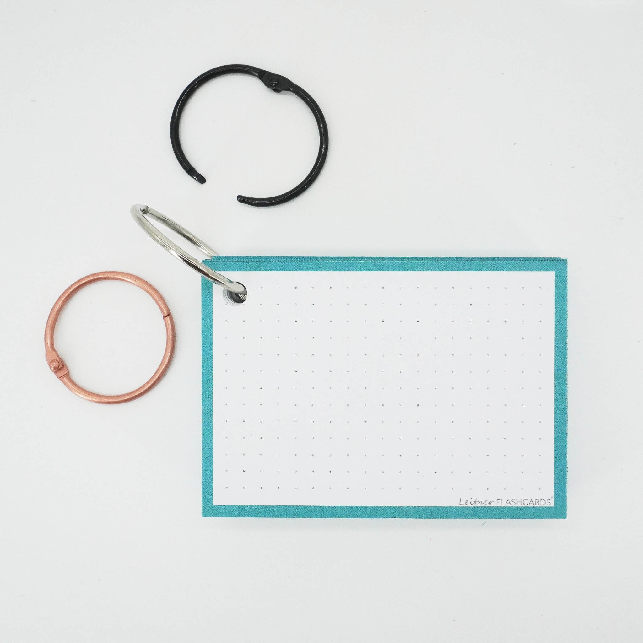 Leitner Flashcards A7 Classic Dotted turquoise with ring 2