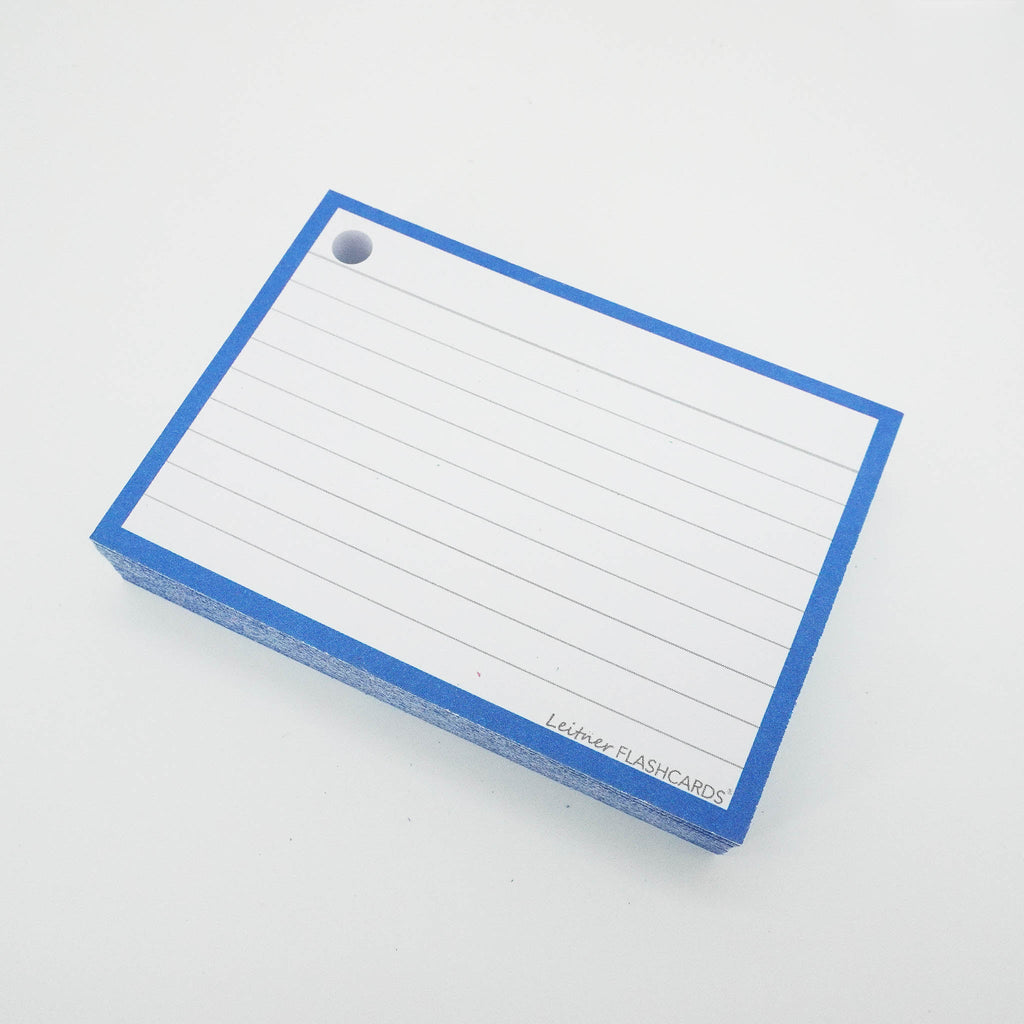 Leitner Flashcards A7 Classic Lined blue geperforeerd