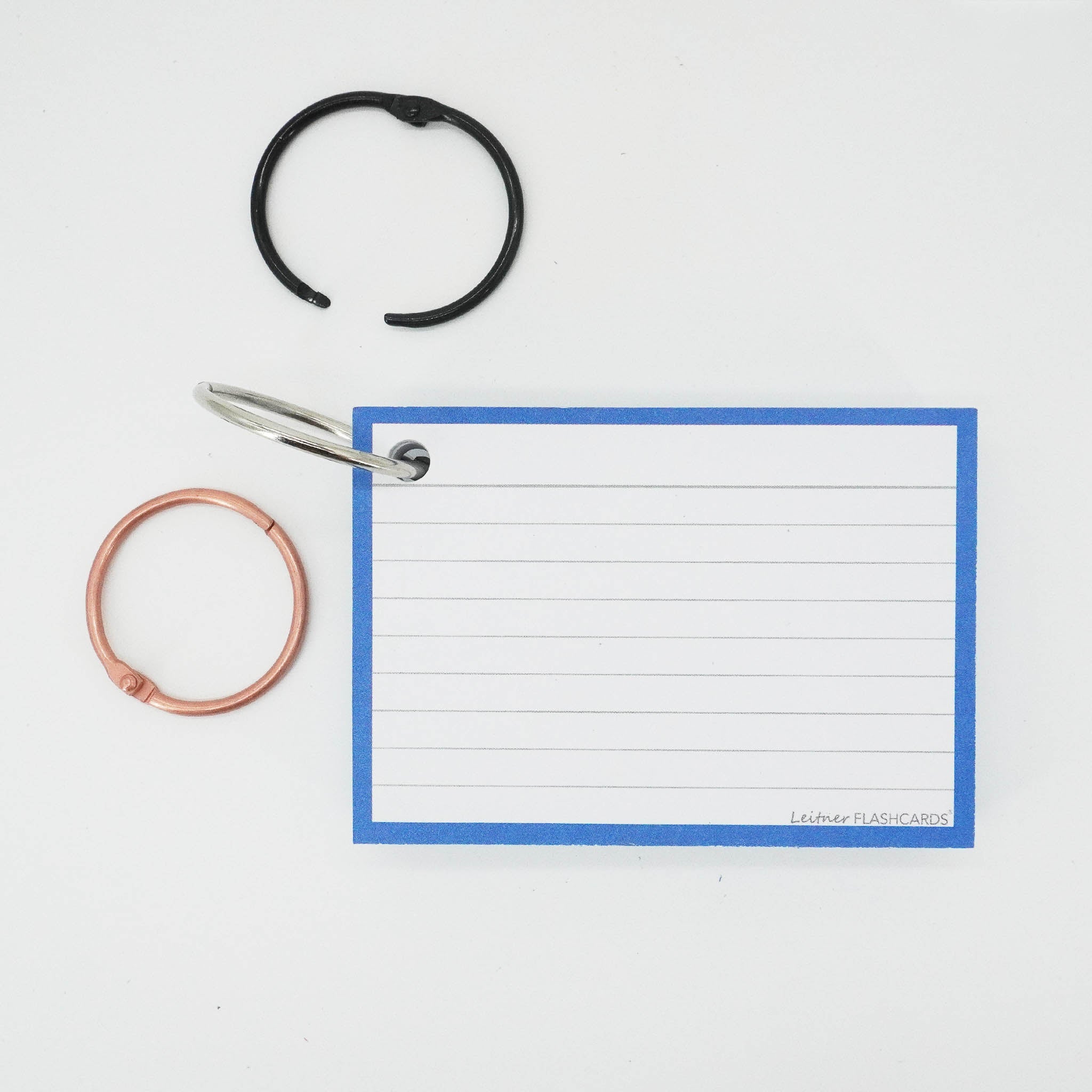 Leitner Flashcards A7 Classic Lined blue met ring 2