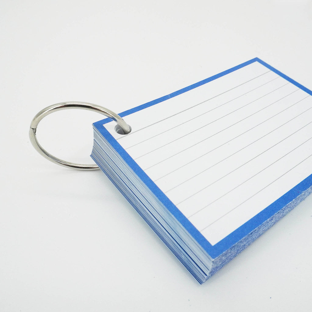 Leitner Flashcards A7 Classic Lined blue met ring
