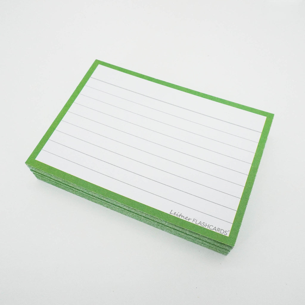 Leitner Flashcards A7 Classic Lined green