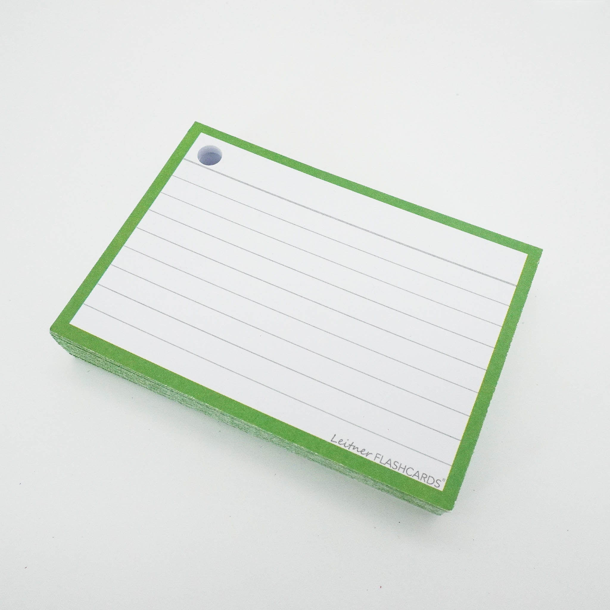 Leitner Flashcards A7 Classic Lined green geperforeerd