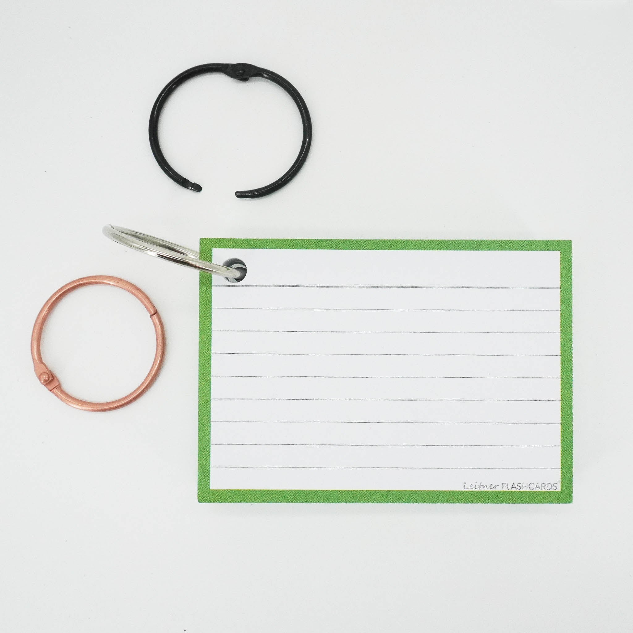 Leitner Flashcards A7 Classic Lined green met ring 2