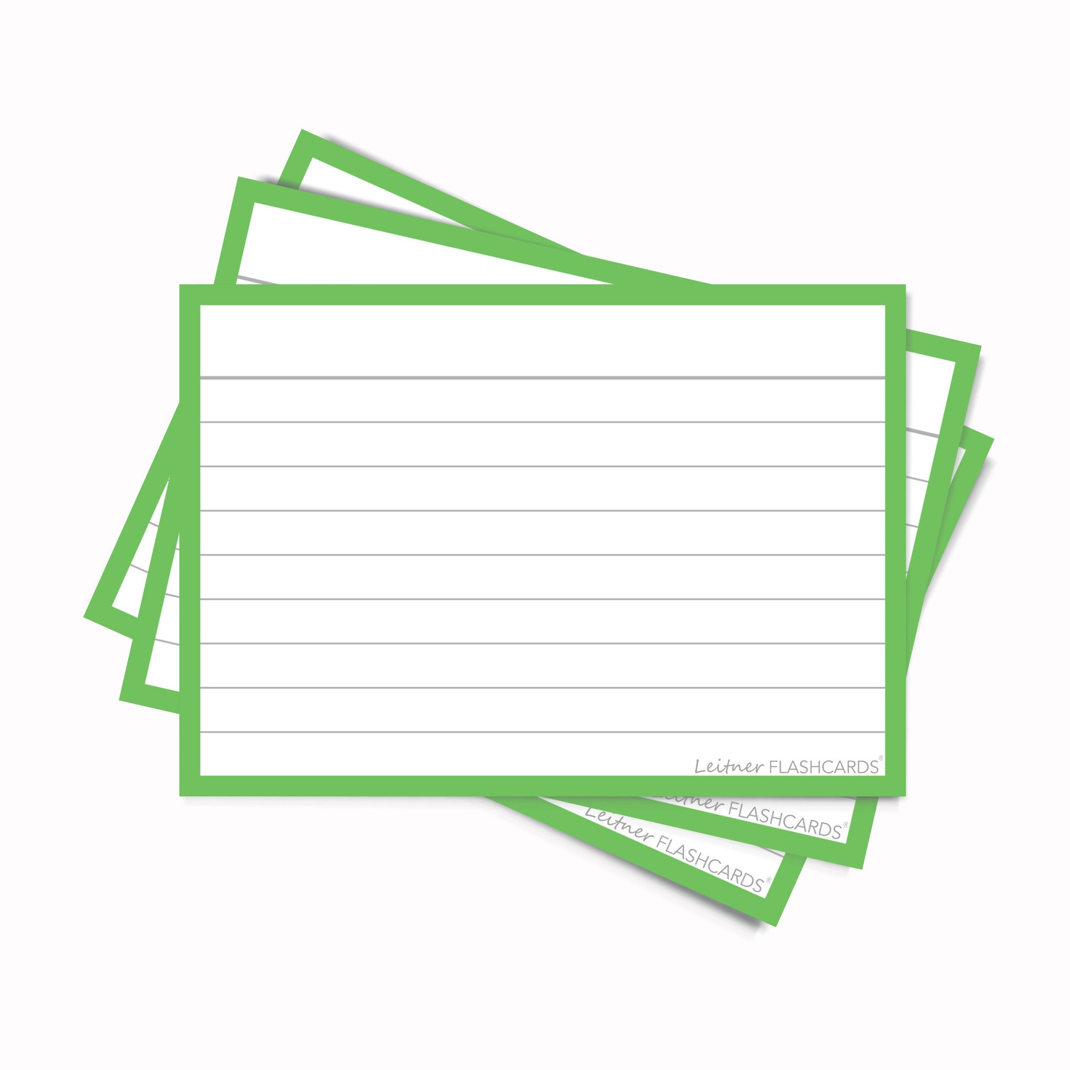 Leitner Flashcards A7 Classic Lined green