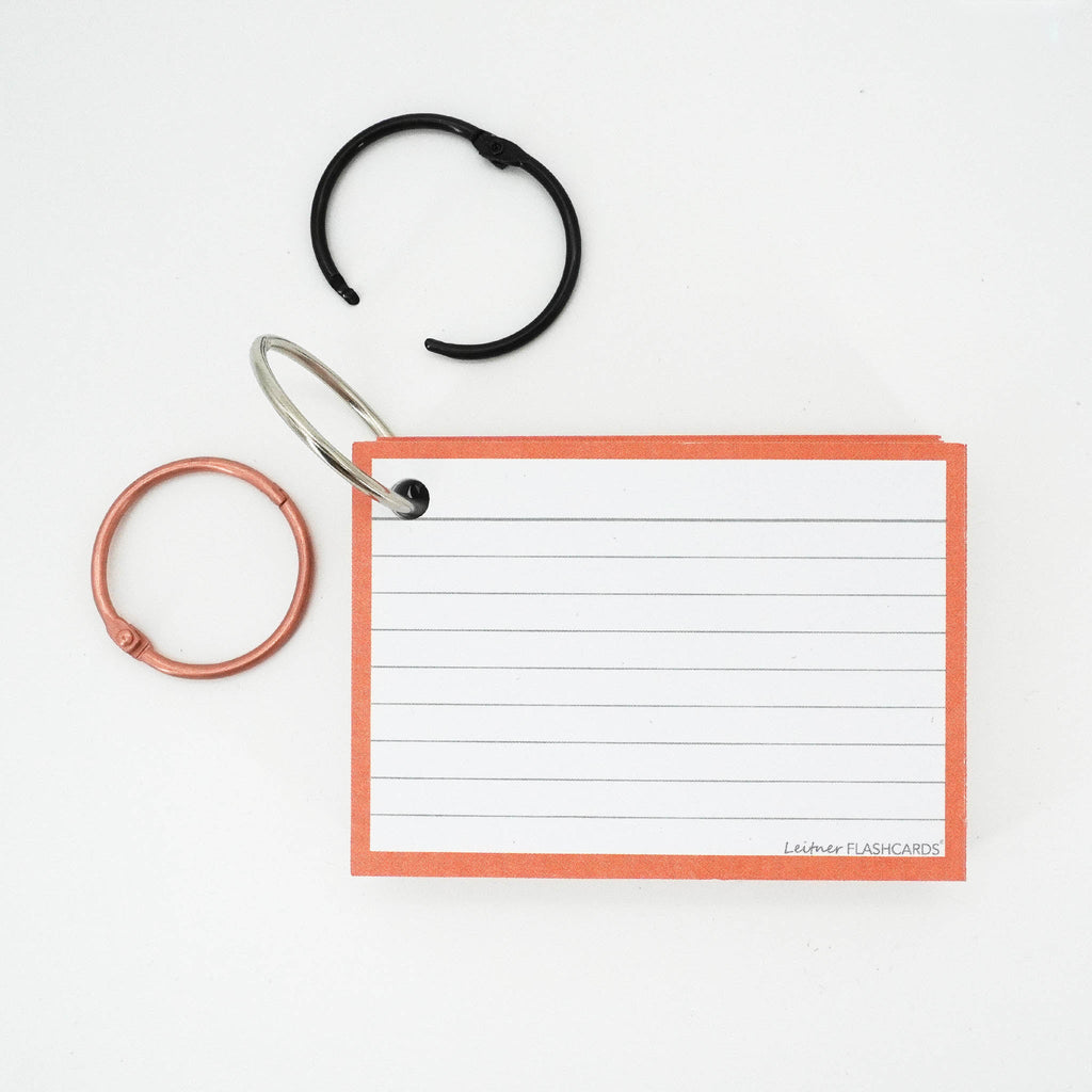 Leitner Flashcards A7 Classic Lined orange met ring 2