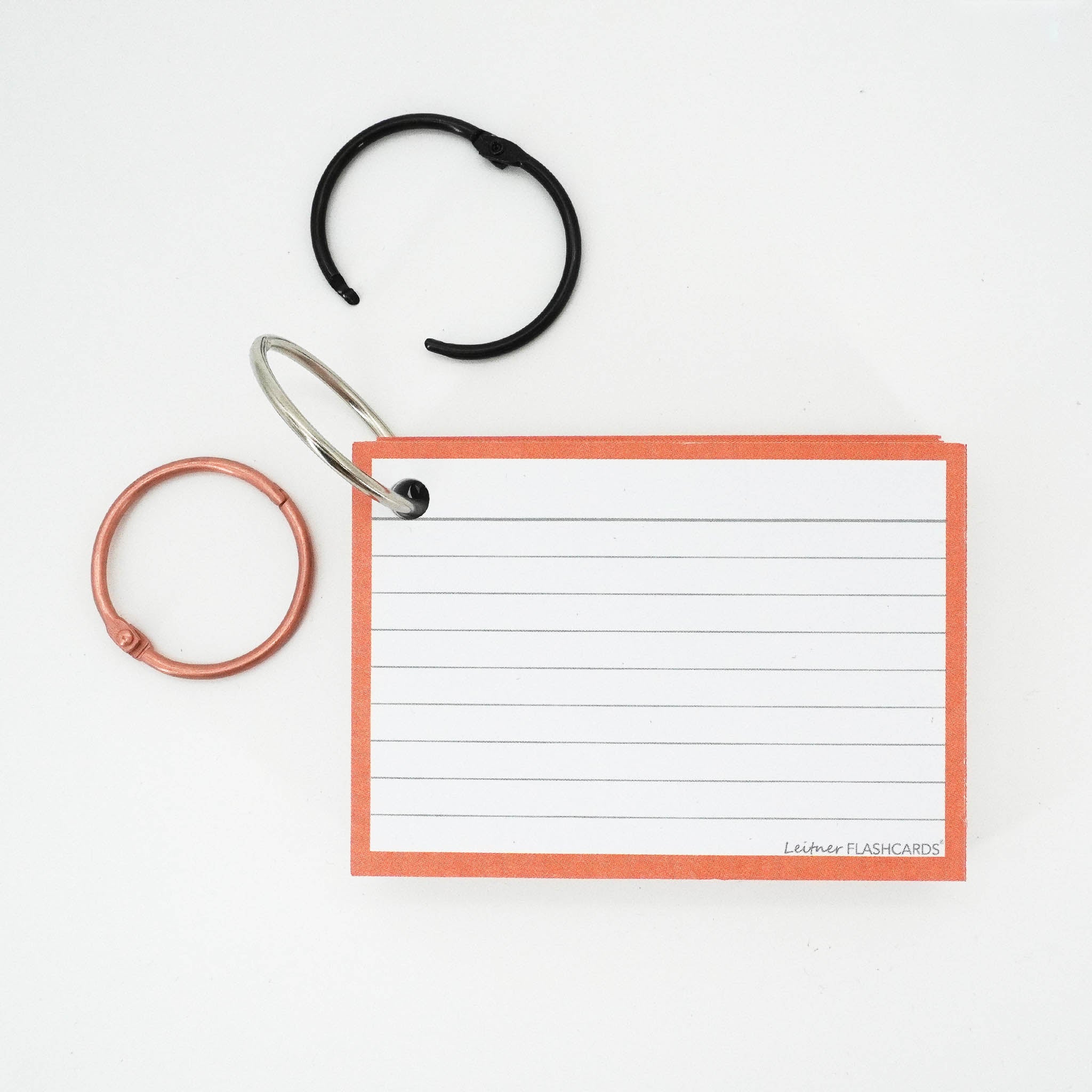 Leitner Flashcards A7 Classic Lined orange met ring 2