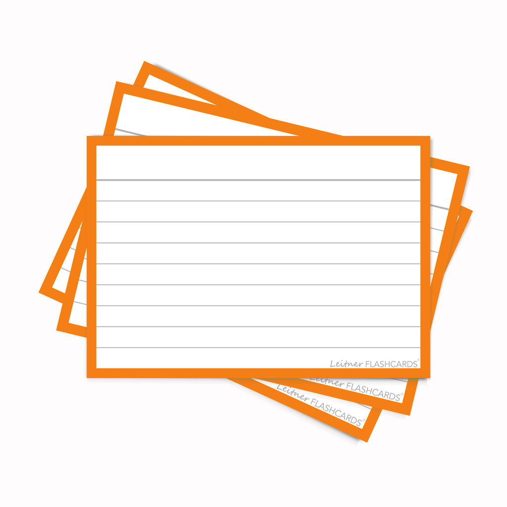 Leitner Flashcards A7 Classic Lined orange