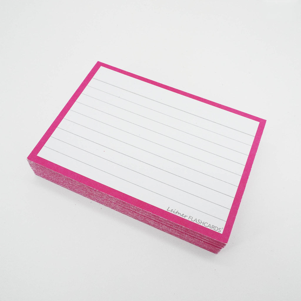 Leitner Flashcards A7 Classic Lined pink