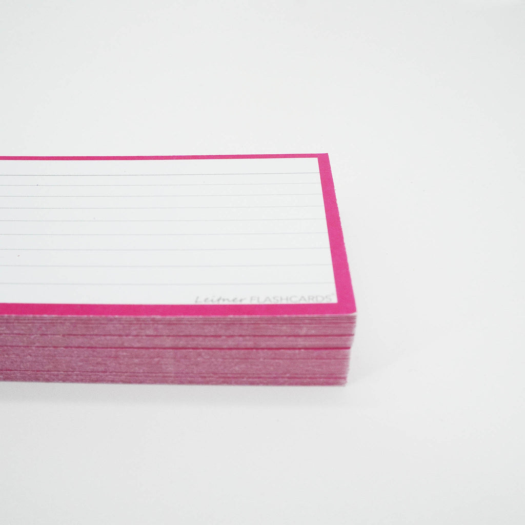 Leitner Flashcards A7 Classic Lined pink zijaanzicht