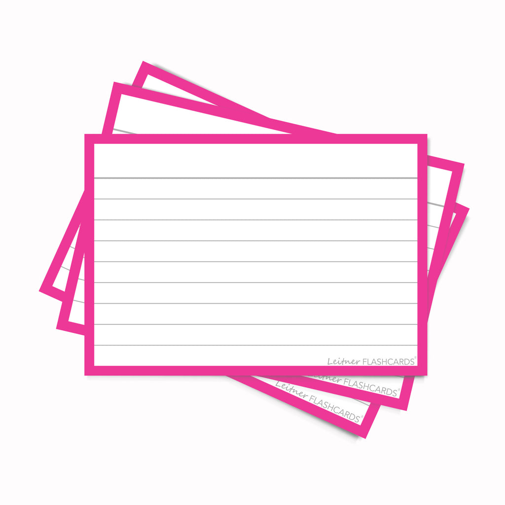 Leitner Flashcards A7 Classic Lined pink