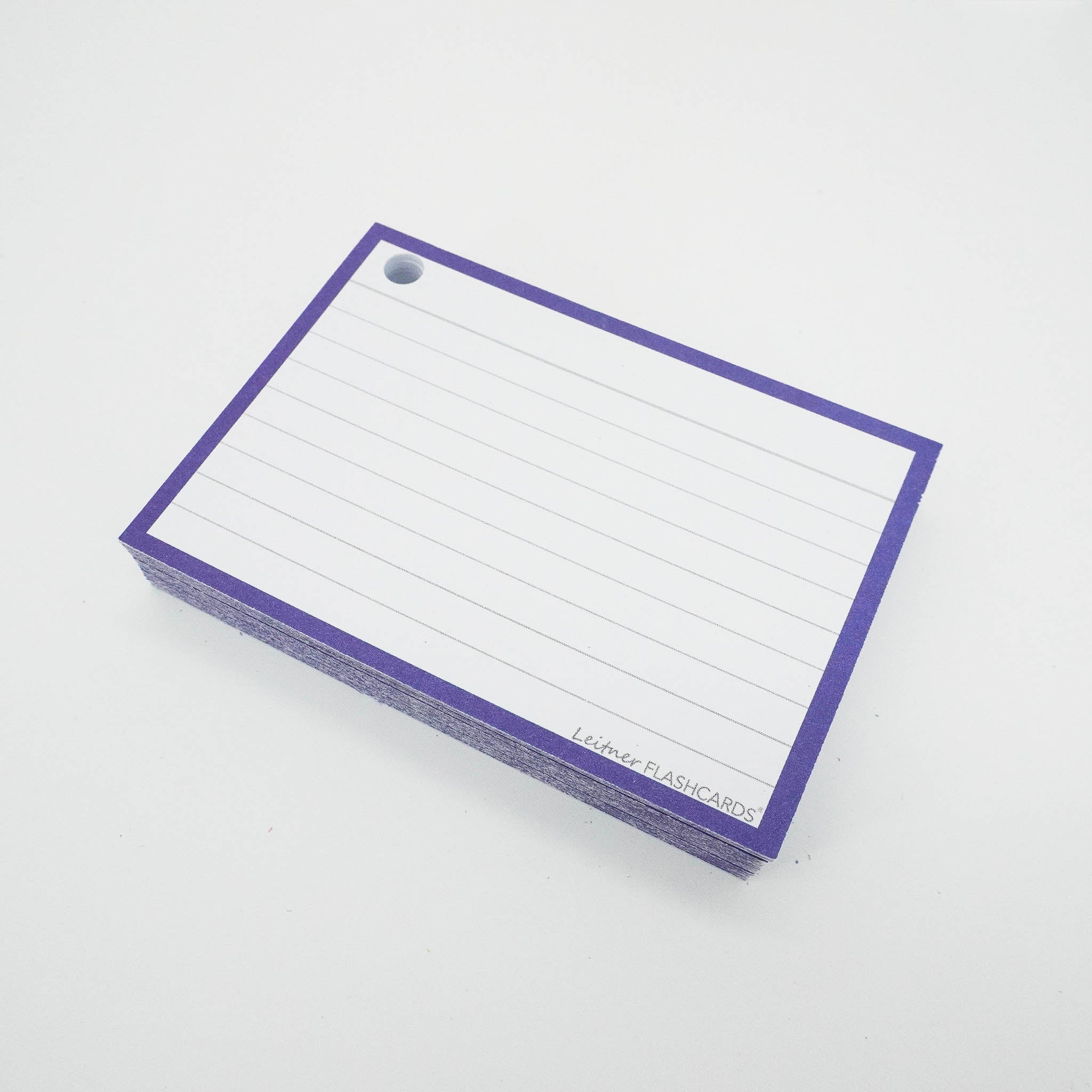 Leitner Flashcards A7 Classic Lined purple geperforeerd