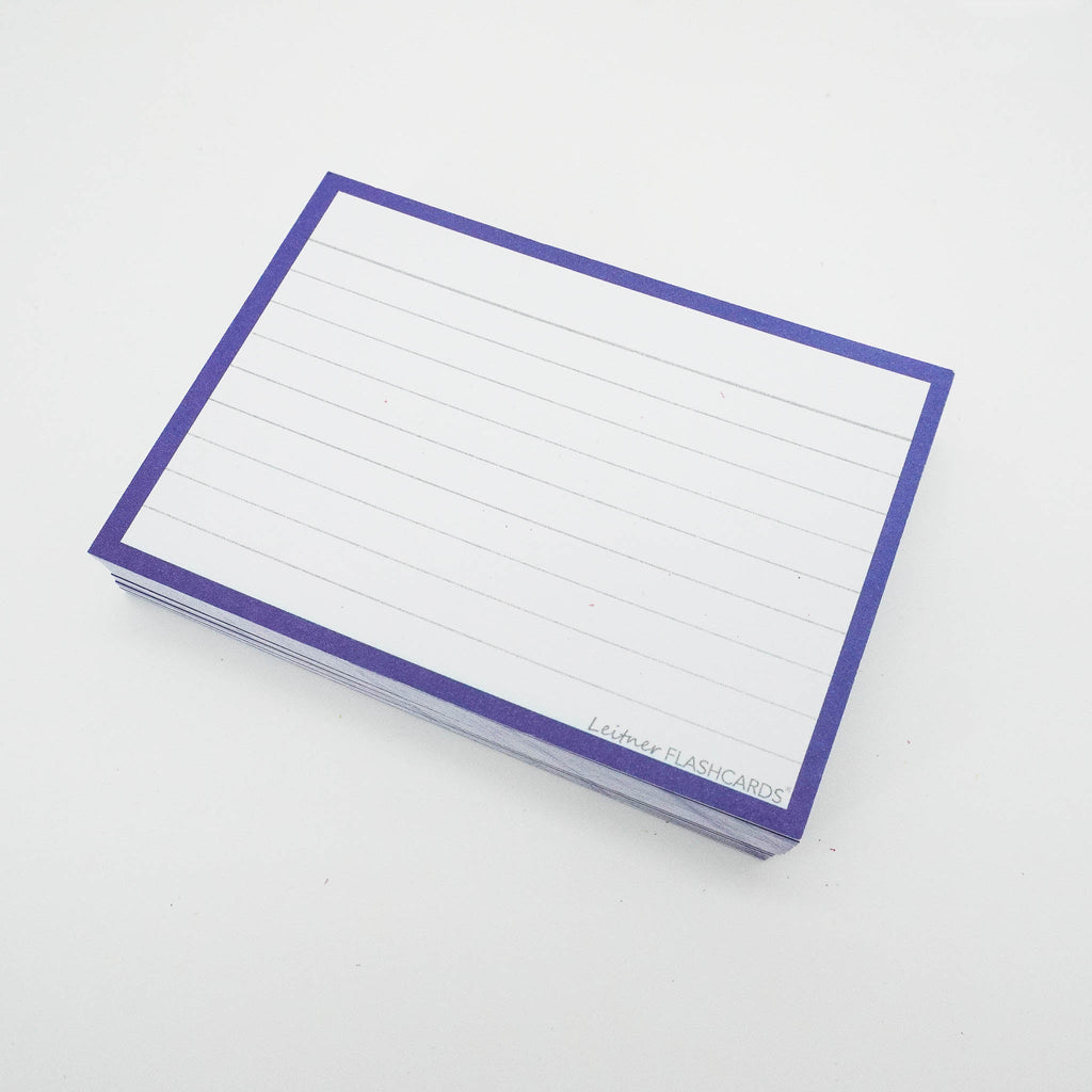 Leitner Flashcards A7 Classic Lined purple met ring