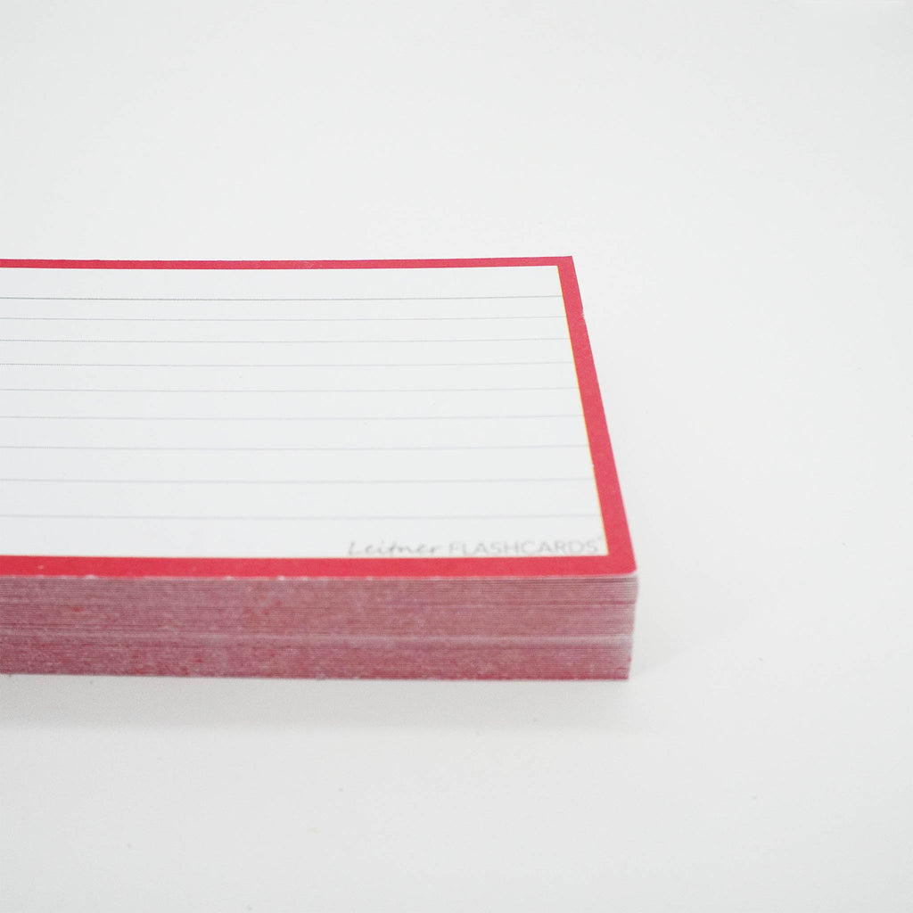 Leitner Flashcards A7 Classic Lined red zijaanzicht