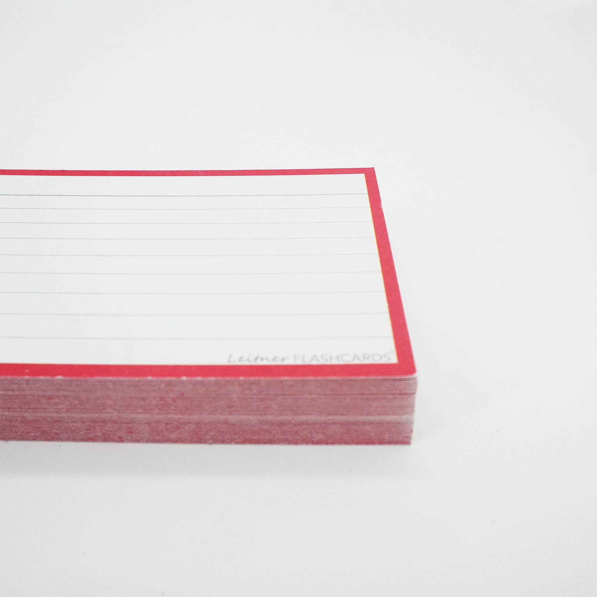 Leitner Flashcards A7 Classic Lined red zijaanzicht
