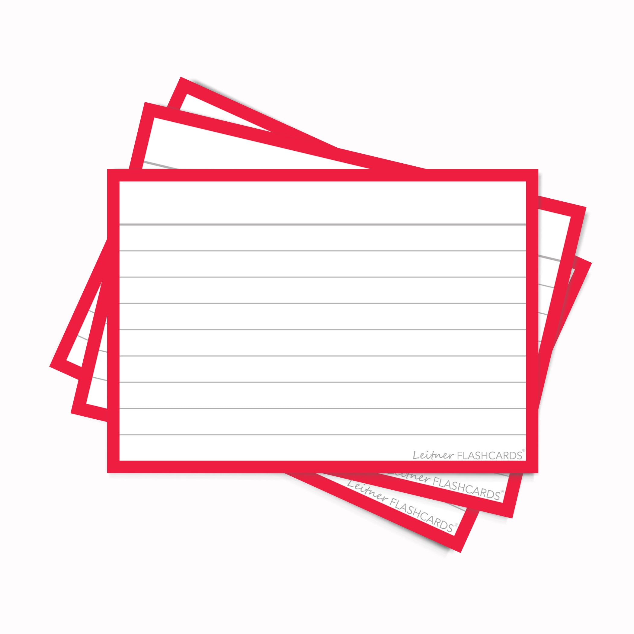 Leitner Flashcards A7 Classic Lined red