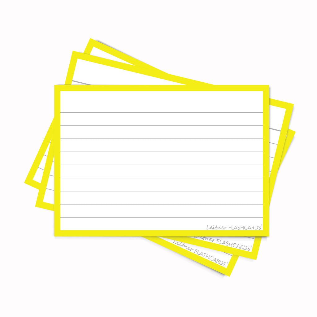 Leitner Flashcards A7 Classic Lined yellow
