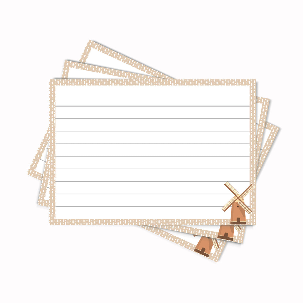 Leitner Flashcards A7 Lined Dutch Style Mill beige