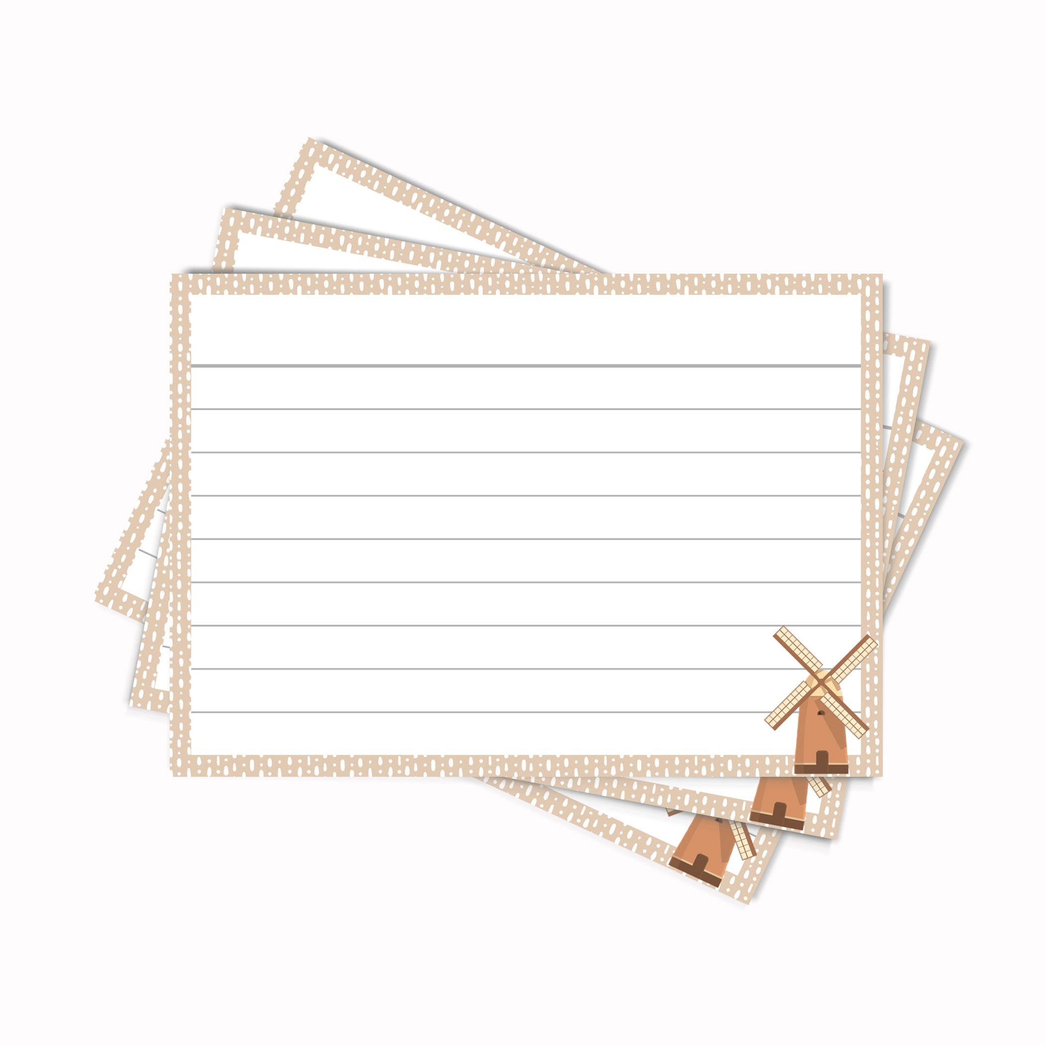 Leitner Flashcards A7 Lined Dutch Style Mill beige