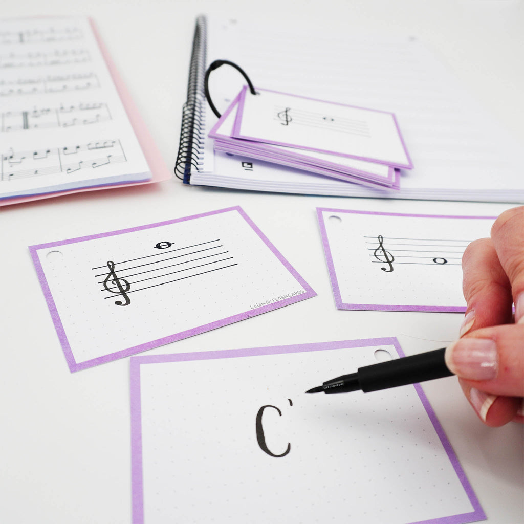 Leitner Flashcards A7 Pastel Dotted purple lifestyle