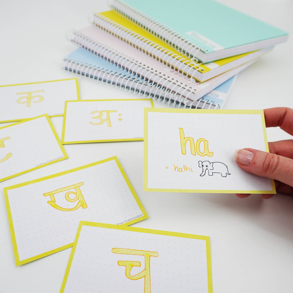 Leitner Flashcards A7 Pastel Dotted yellow lifestyle