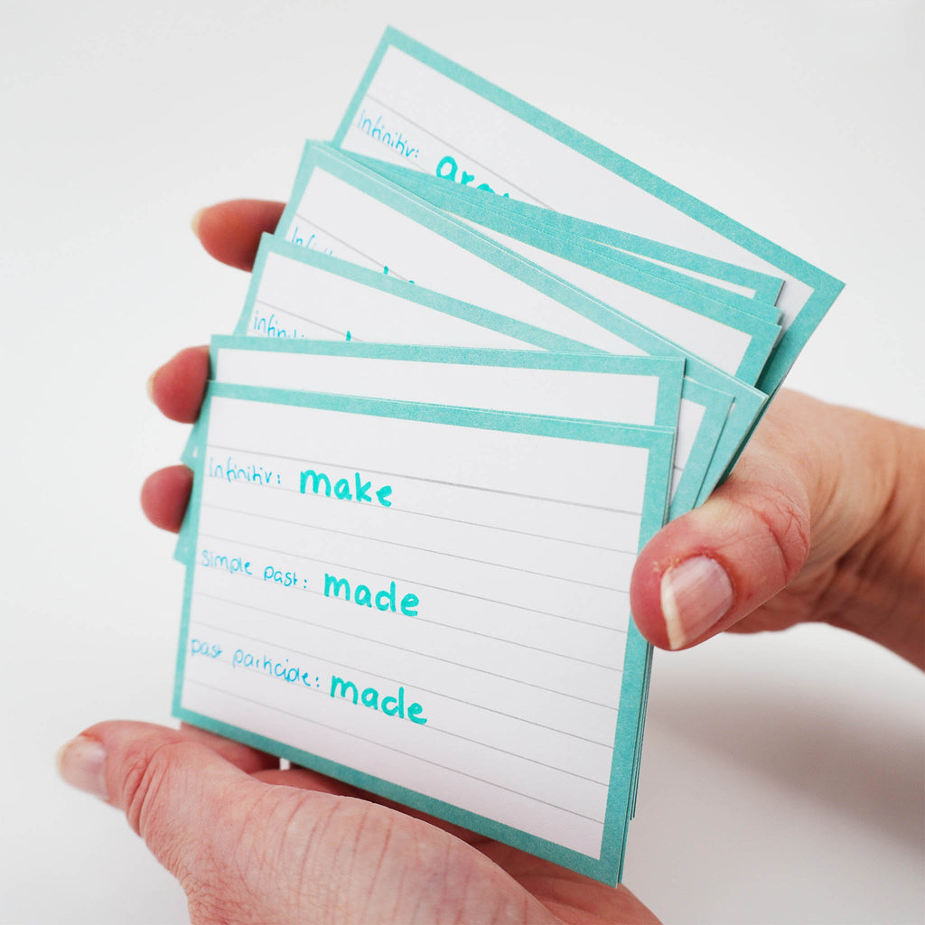 Leitner Flashcards A7 Pastel Lined blue lifestyle