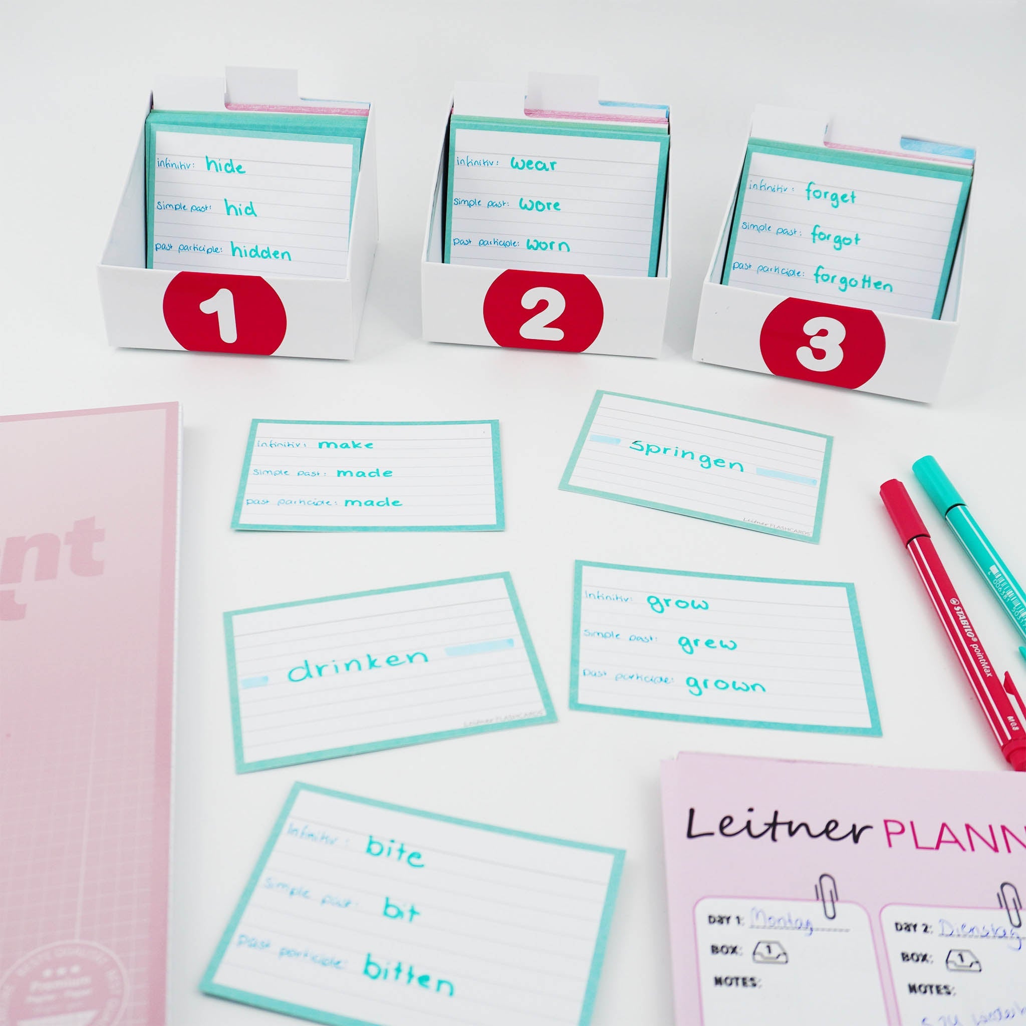 Leitner Flashcards A7 Pastel Lined blue lifestyle 5