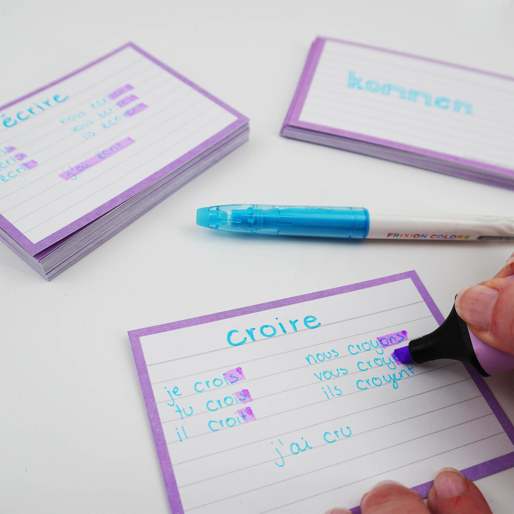 Leitner Flashcards A7 Pastel Lined purple lifestyle