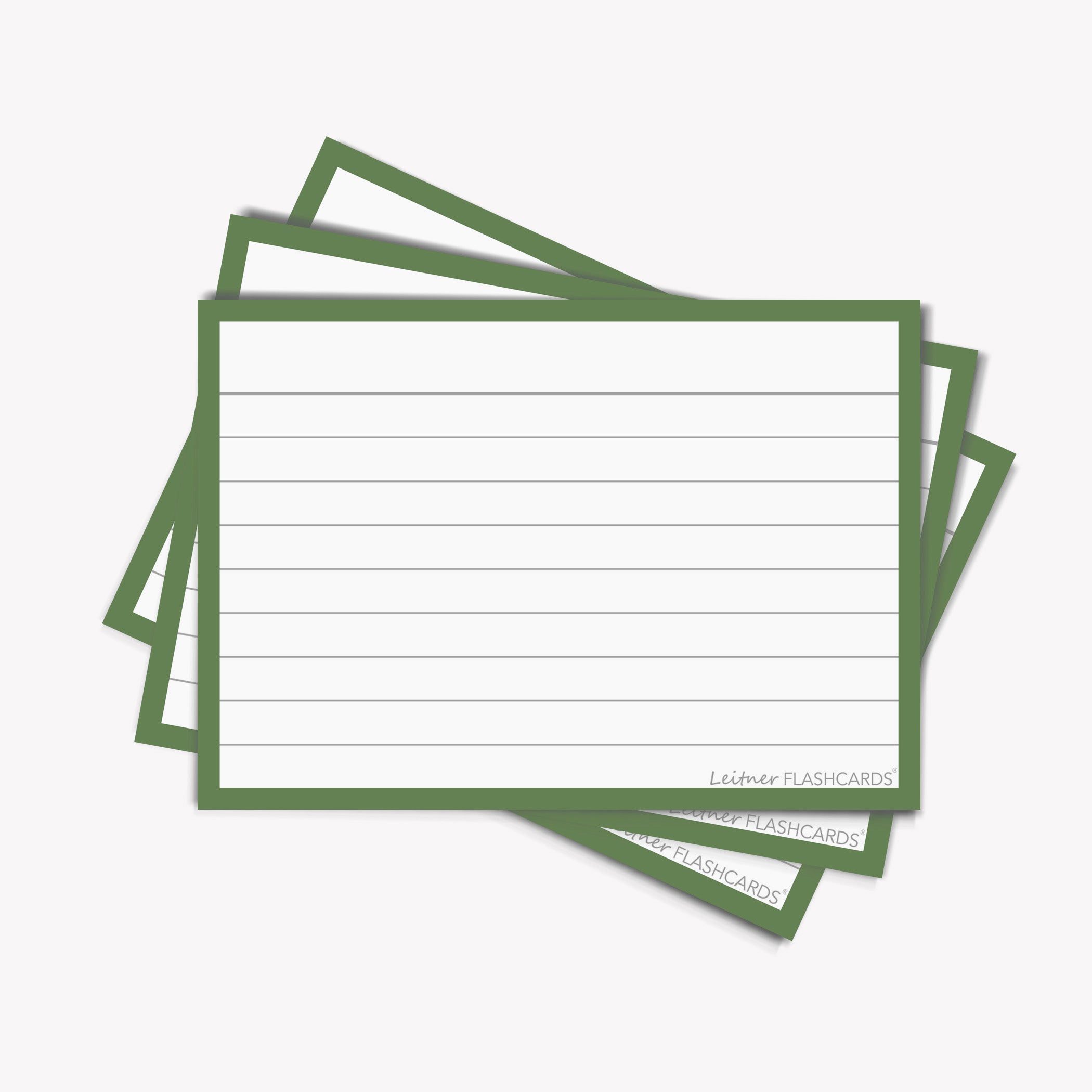 Leitner Flashcards A7 Retro Lined green