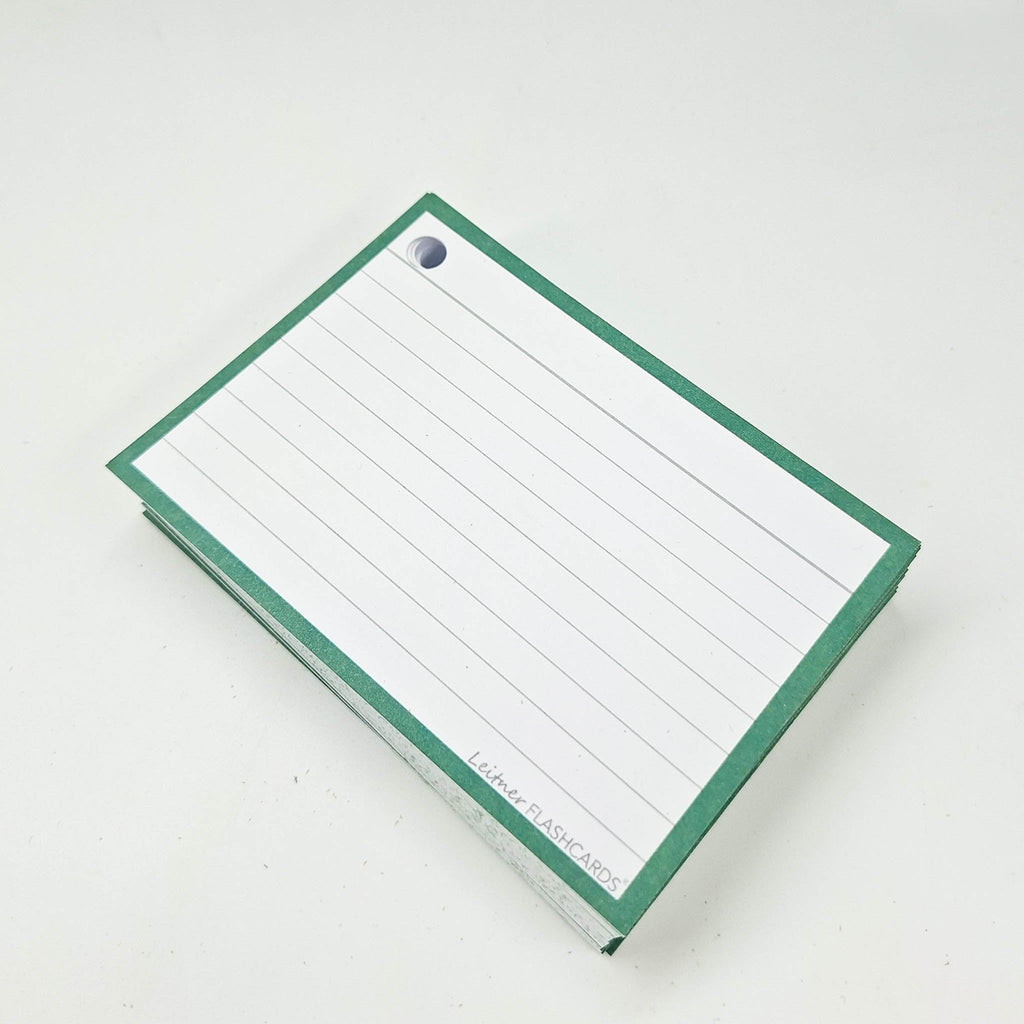 Leitner Flashcards A7 Retro Lined green