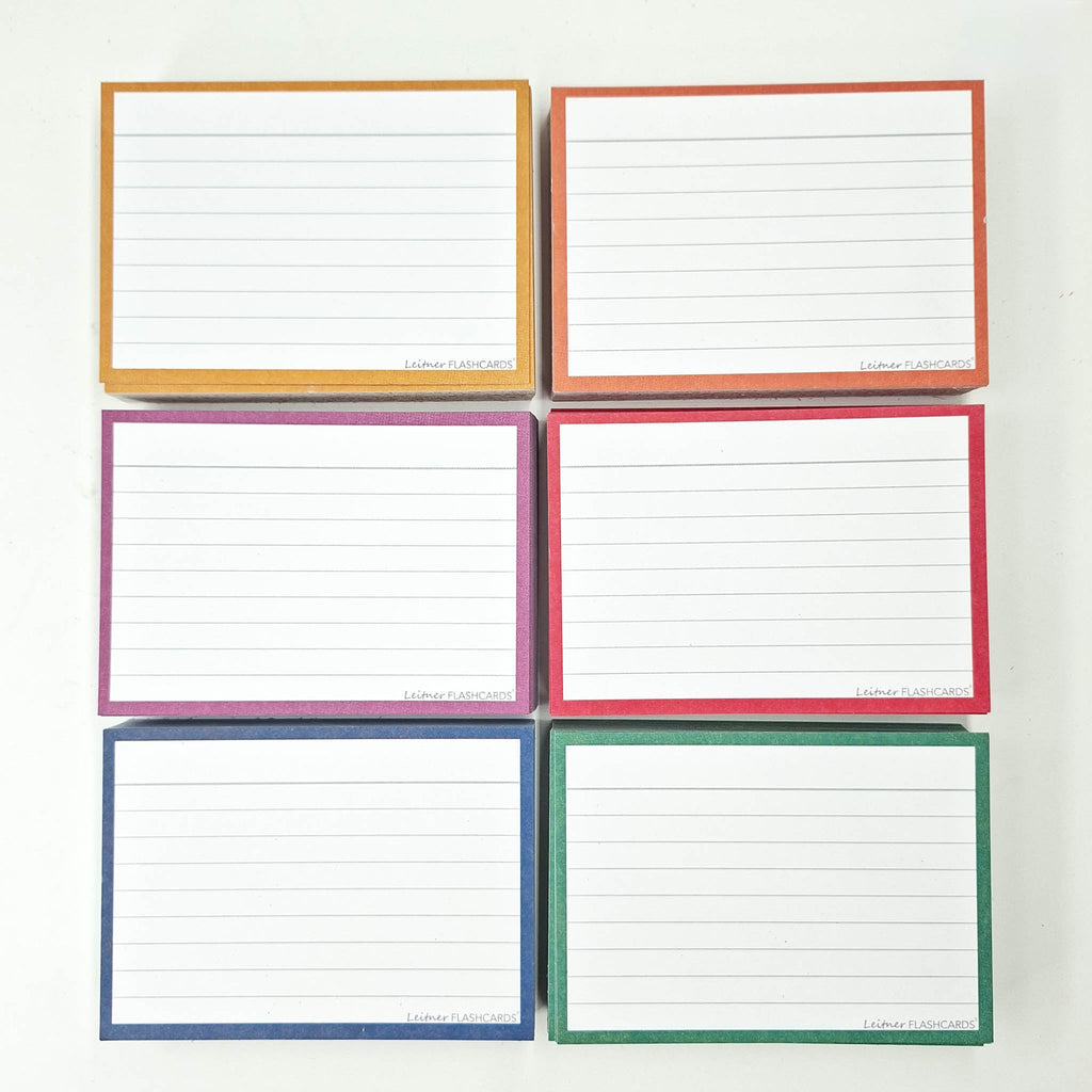 Leitner Flashcards A7 Retro Lined green