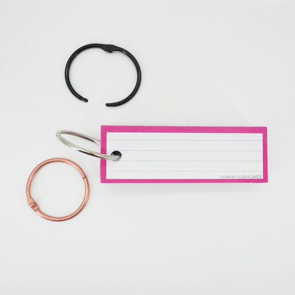Leitner Vocabulary Cards Classic Lined pink with ring