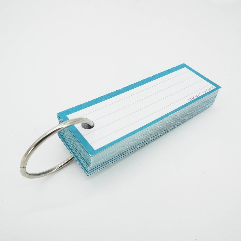 Leitner Vocabulary Cards Classic Lined turquoise with ring