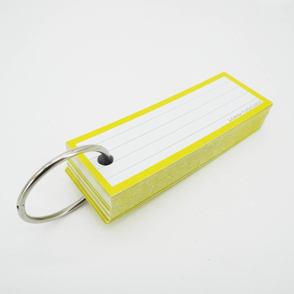 Leitner Vocabulary Cards Classic Lined yellow with ring