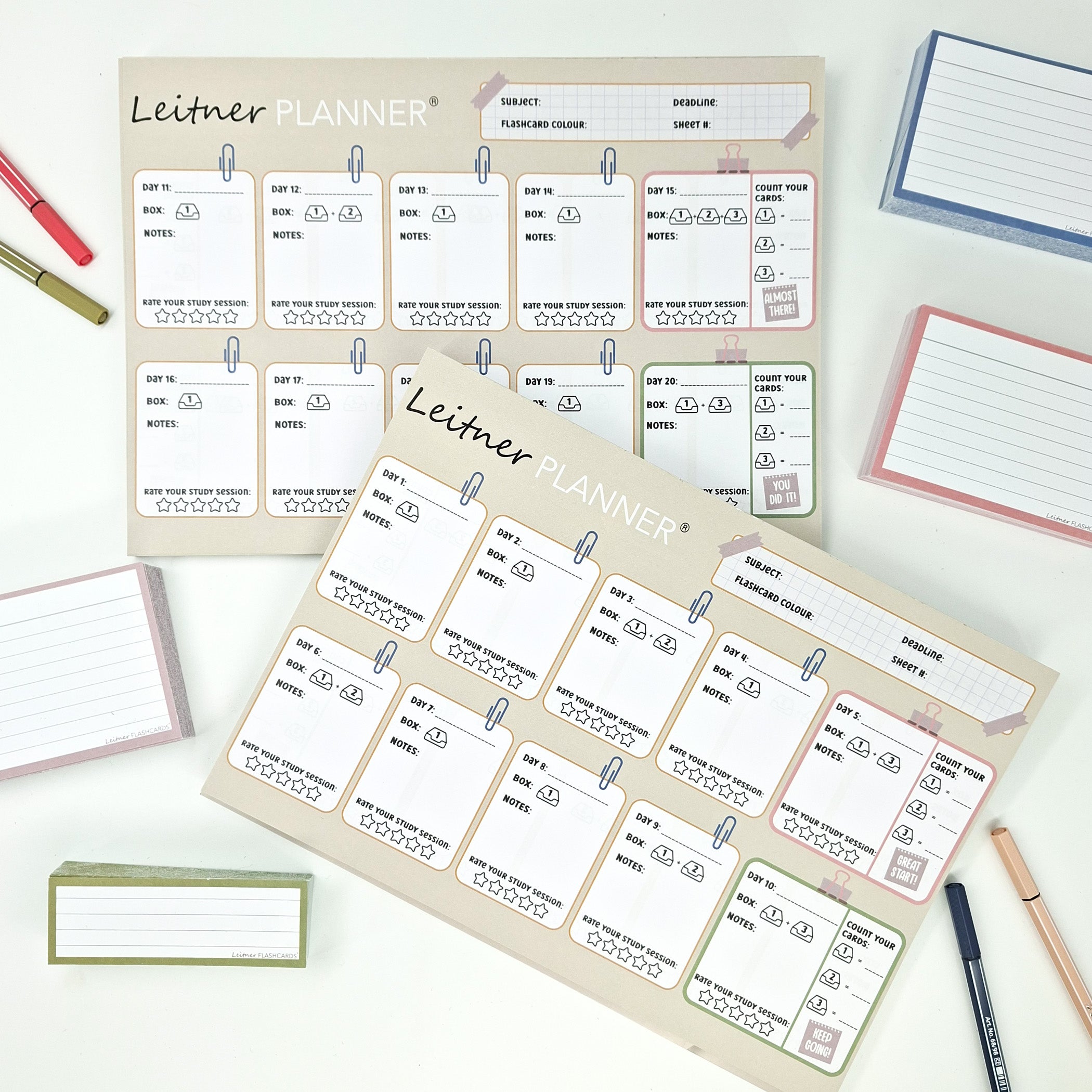 Leitner Flashcards Planner A4 Sand