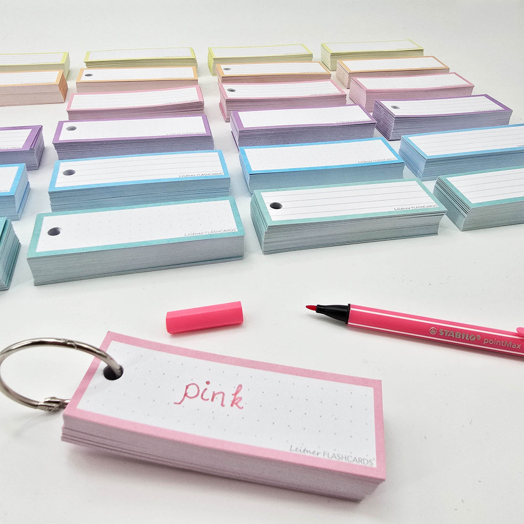 Leitner Vocabulary Cards Pastel Dotted pink with ring