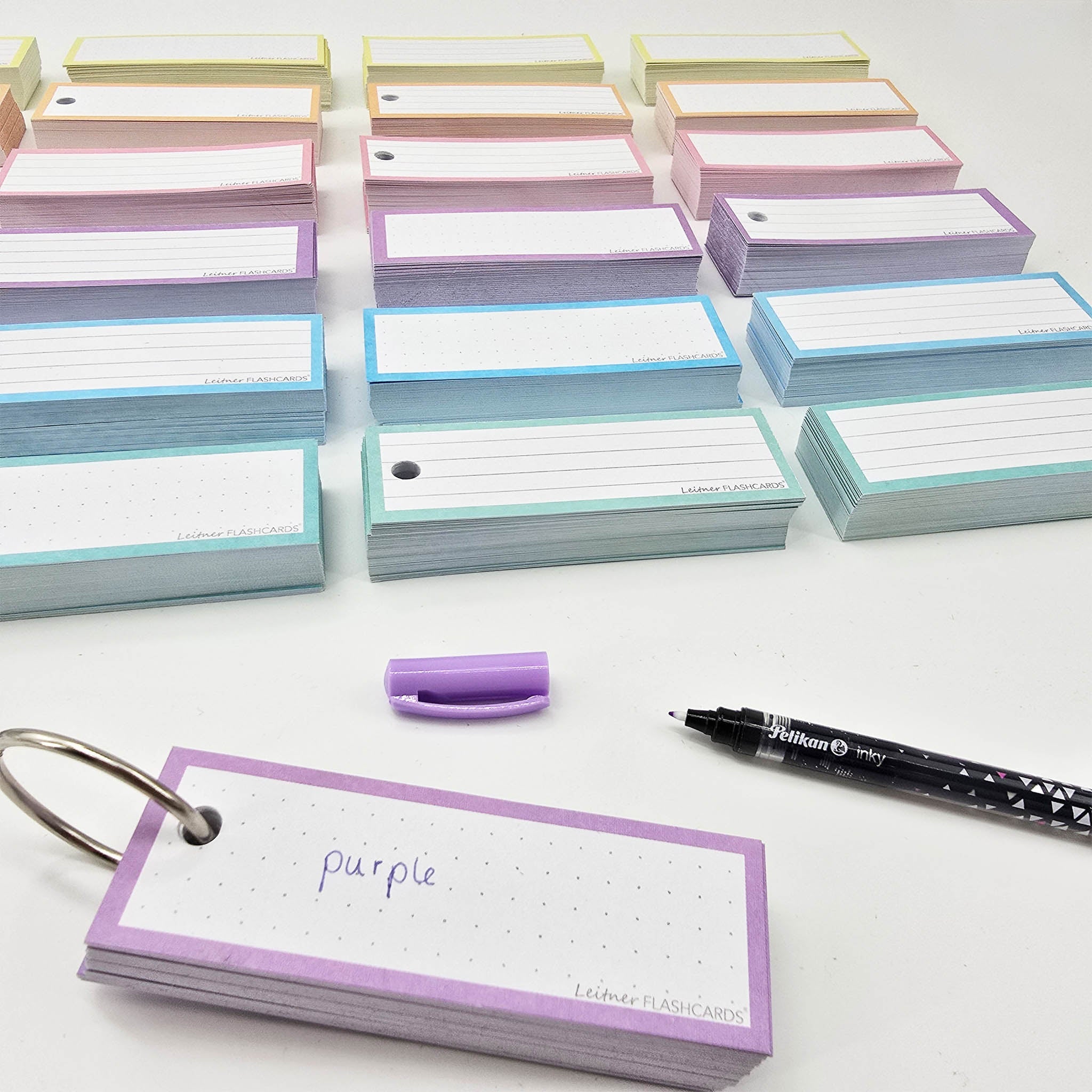 Leitner Vocabulary Cards Pastel Dotted purple with ring